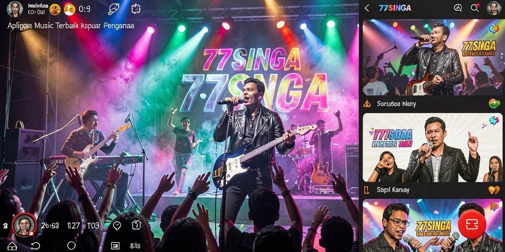 Tampilan gameplay 77SINGA dengan berbagai lagu dan lirik yang muncul.