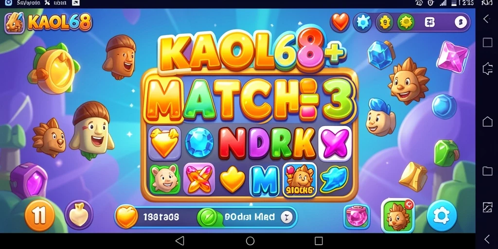 Tampilan gameplay KAOL68 yang seru saat menyusun permata.