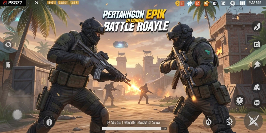 Tangkapan layar PSG77 menampilkan aksi seru dalam Battle Royale.
