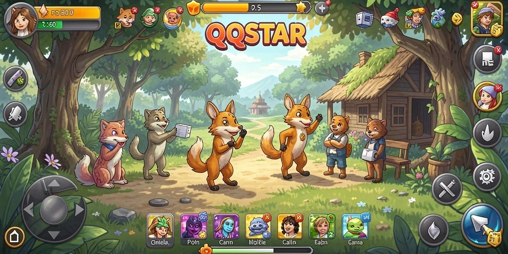 Tampilan gameplay QQSTAR yang cerah dan mengasyikkan.