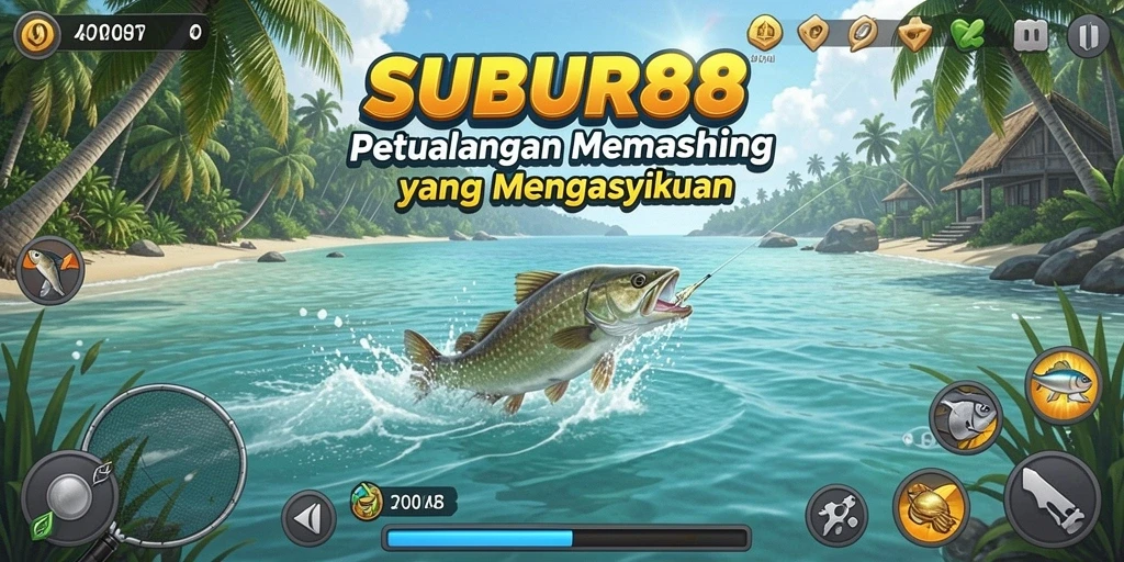 Tampilan gameplay SUBUR88 yang menampilkan suasana memancing yang penuh petualangan.