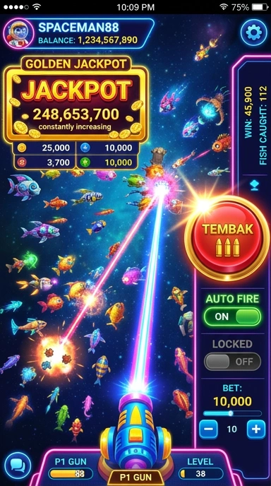 Tampilan aplikasi spaceman88 di perangkat Android.